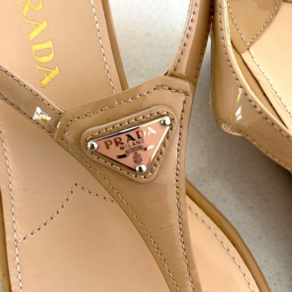 Prada Patent Leather Logo Wedges - Picture 2 of 5